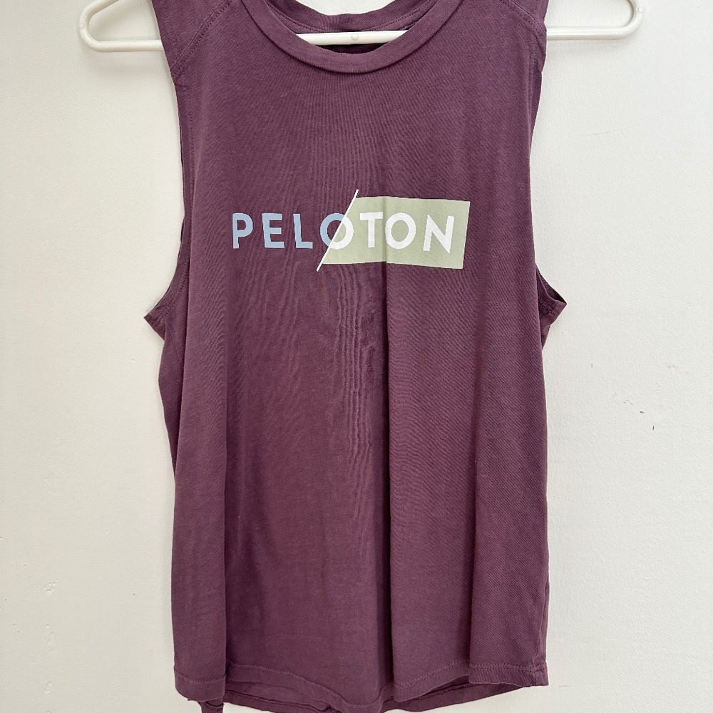 Peloton Plum Muscle Tank with Green Logo